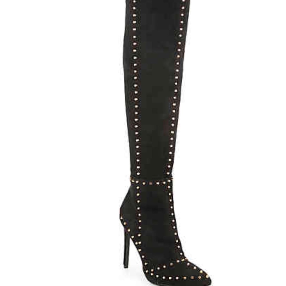 Over-the-knee Faux Suede Studded Boots