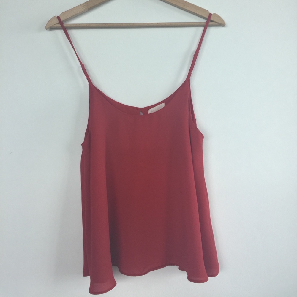 Red flowy tank top