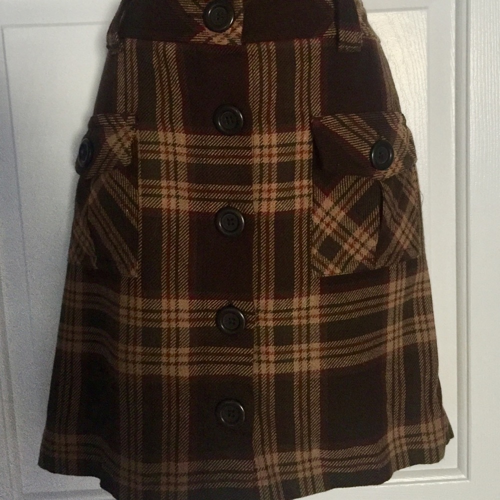 Ann Taylor Loft Plaid Mini Skirt Wool Sz8