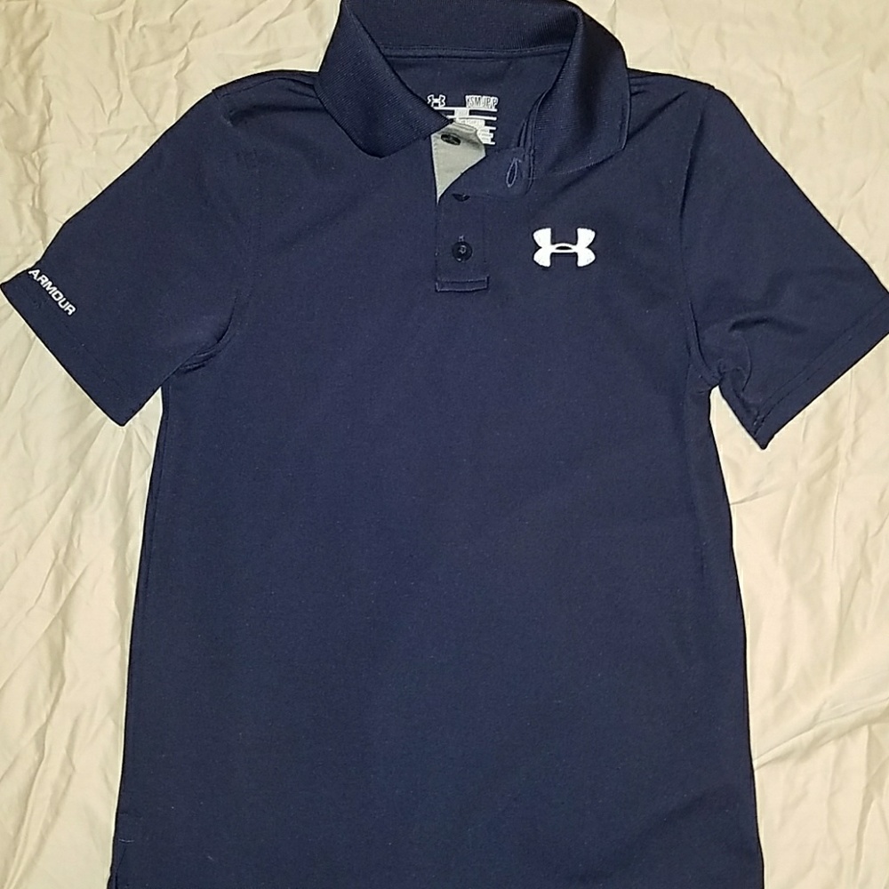 Boy's Under Armour Navy Polo Sz Sm