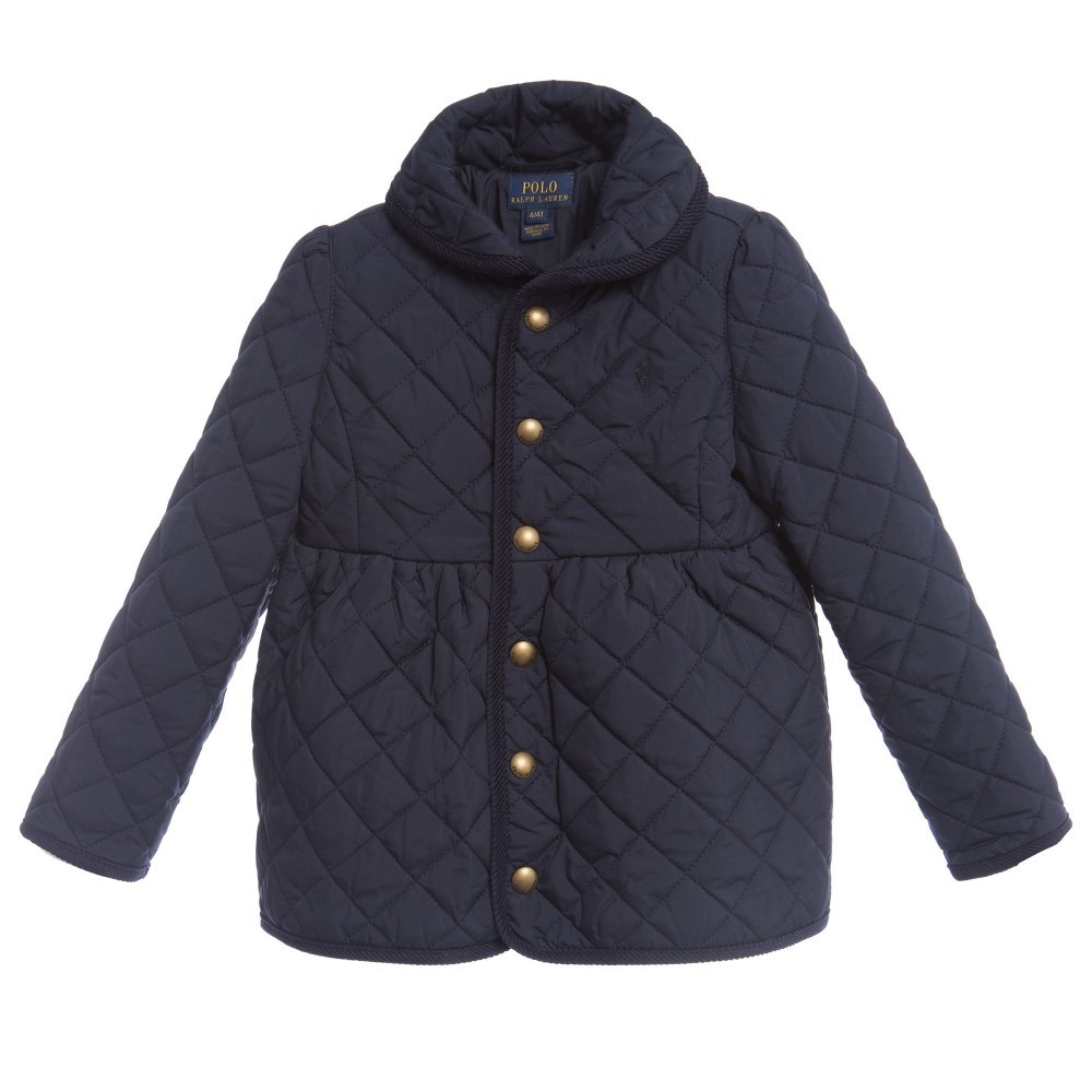 Girls Navy Blue Quilted Jacket