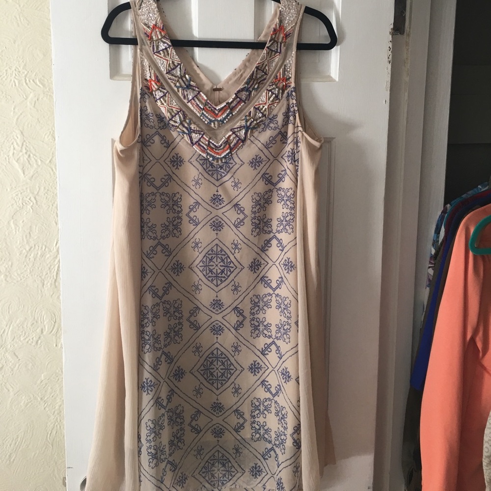 Free People beaded printed tank dress