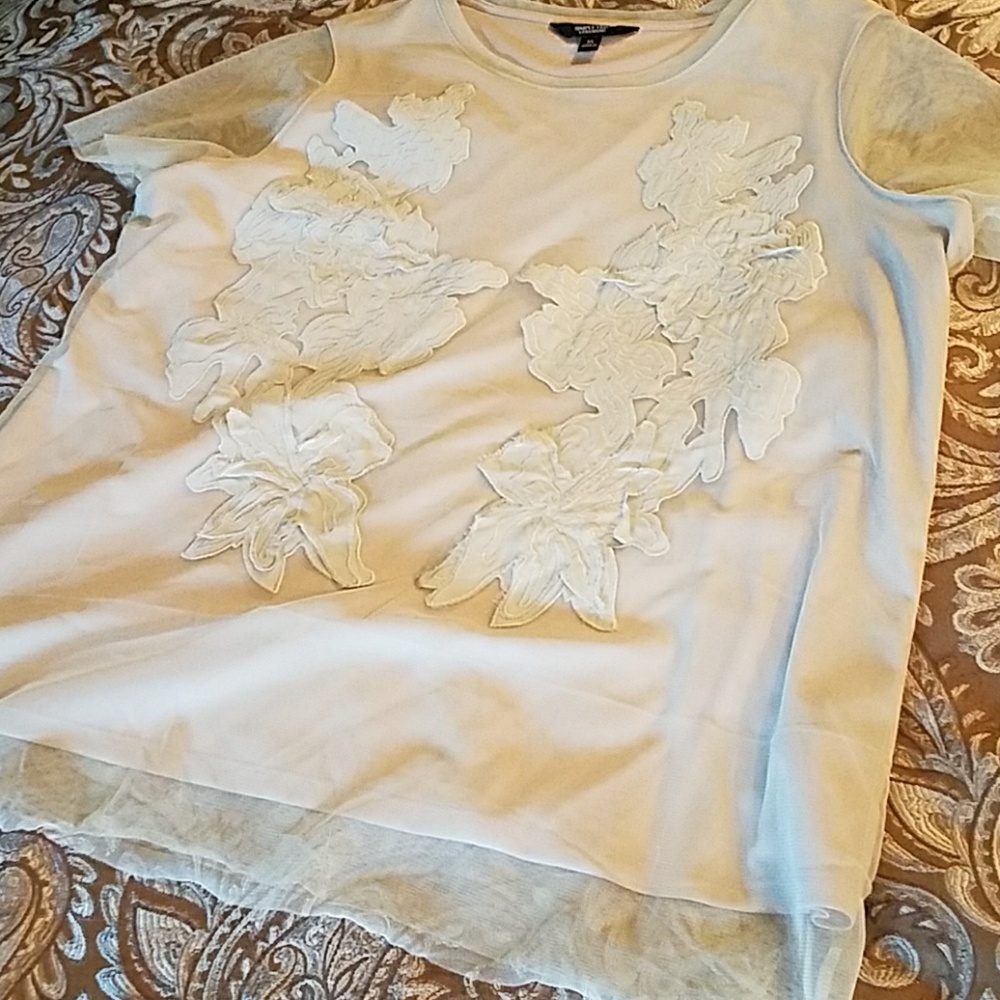 Light and lovely top , with sheer short sleeves, n