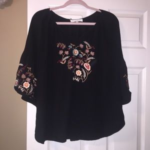 NWOT Embroidered Bell Sleeve Top, 1X