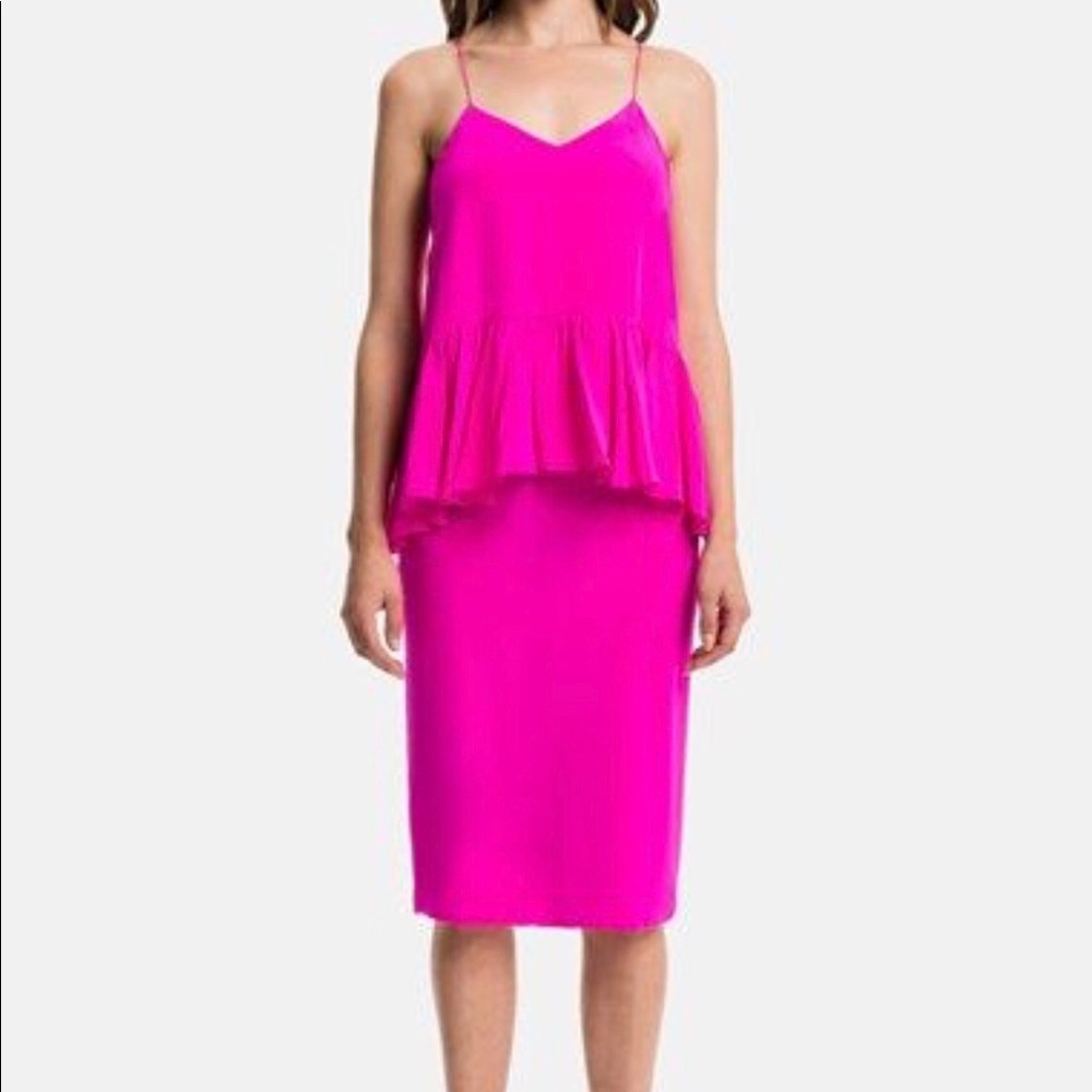 1. State ruffled Fuchsia dress