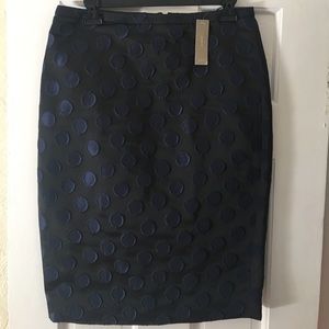 J. Crew black and navy polka dot pencil skirt