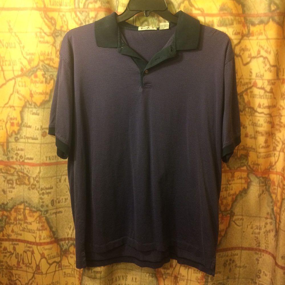 Purple Mini Stripe Men's Large Polo