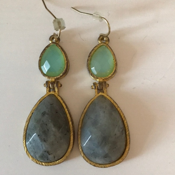 Anthropologie Jewelry - Gorgeous green stone earrings.