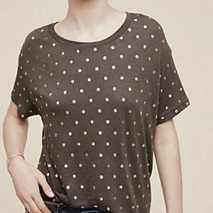 Anthropologie Sundry Grey Tee with Gold Dots Small