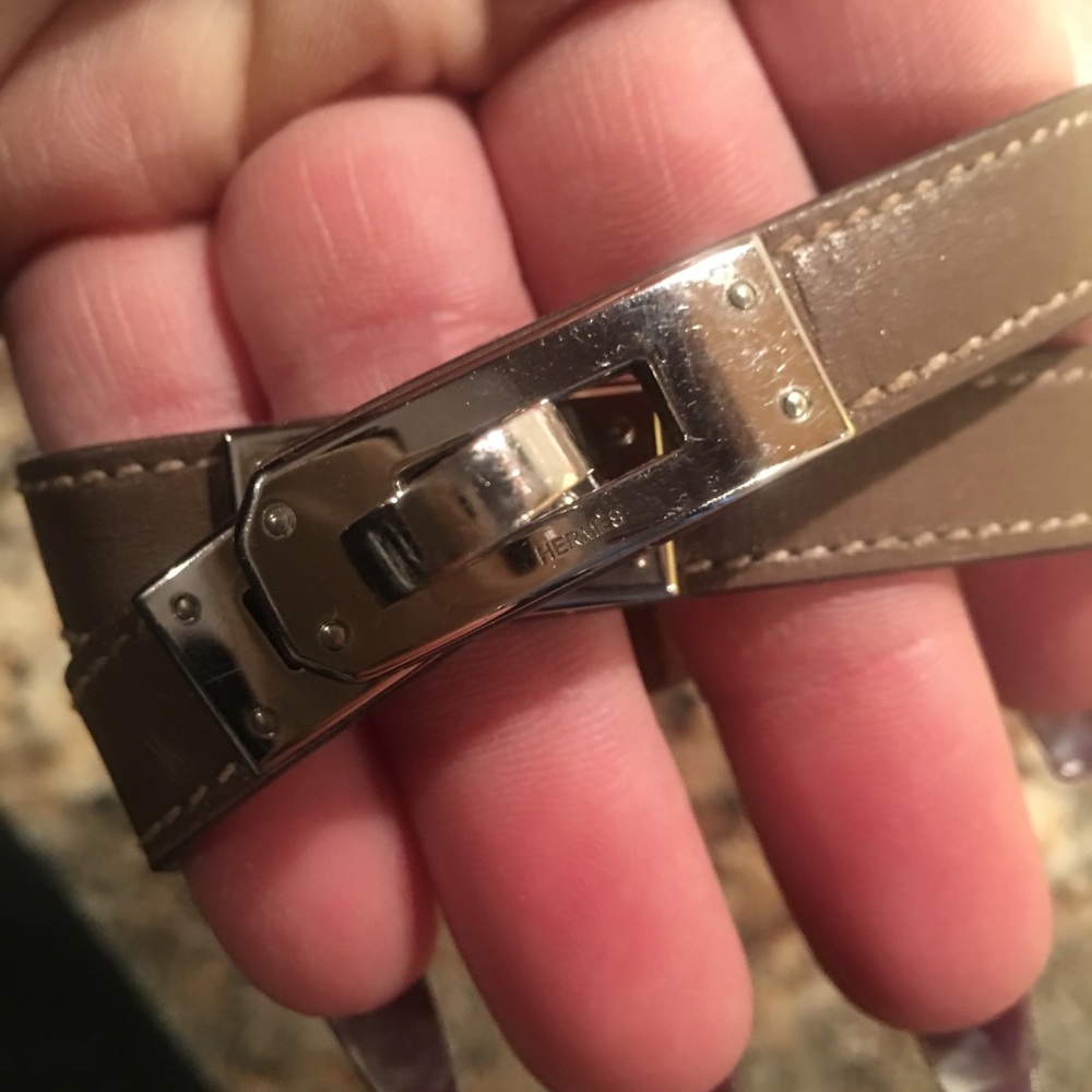 Hermes leather kelly tour wrap bracelet