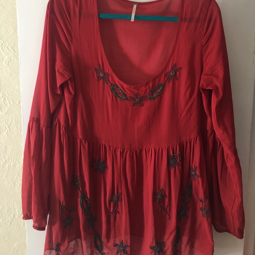 Free People sheer beaded tunic