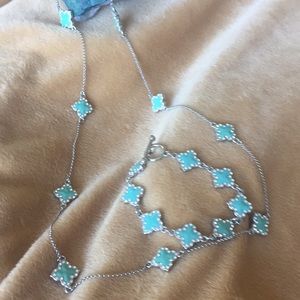 Set of Fashion Necklace and Bracelet with CZ.