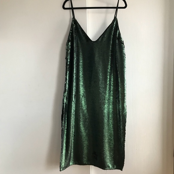 asos green slip dress