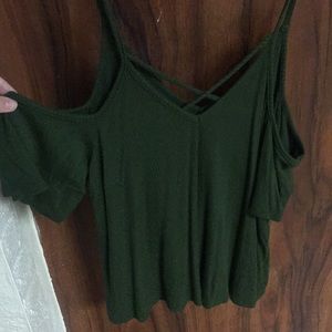 Green Off-the-Shoulder Cross Top