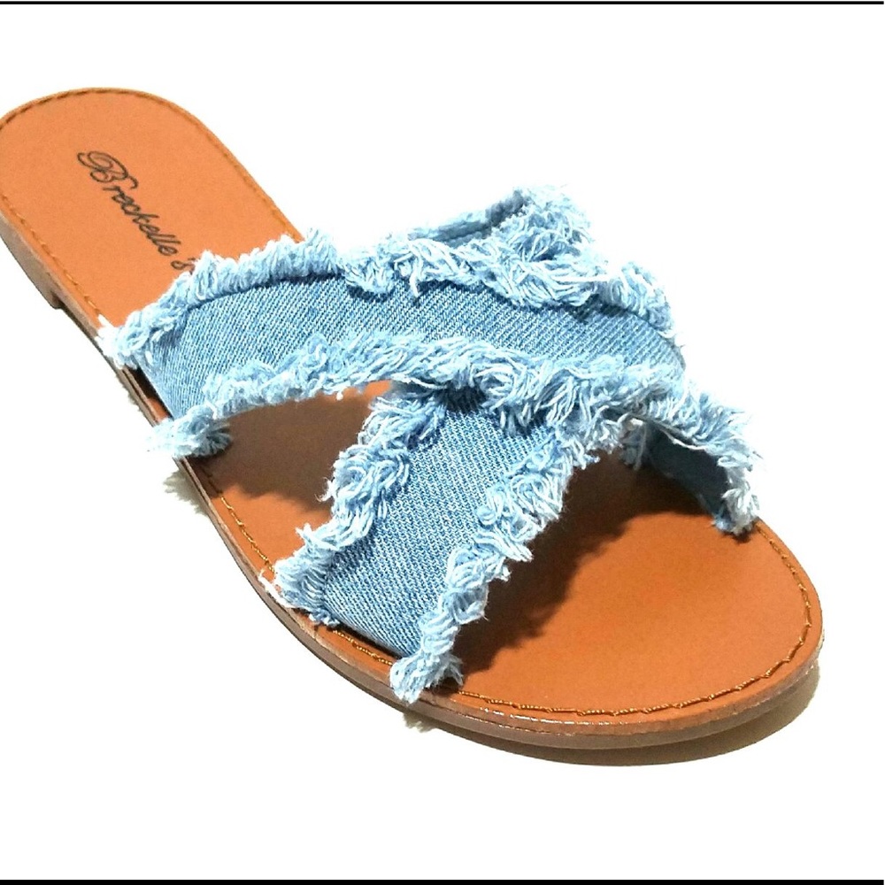 Denim city sandal slide