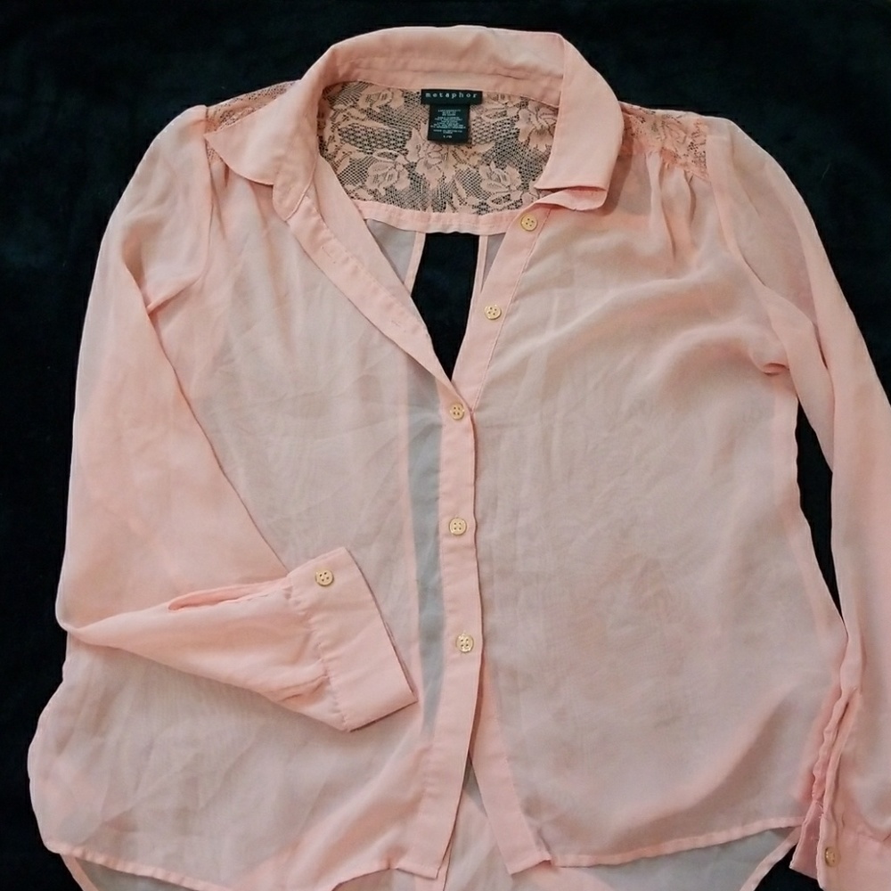 Open back sheer blouse