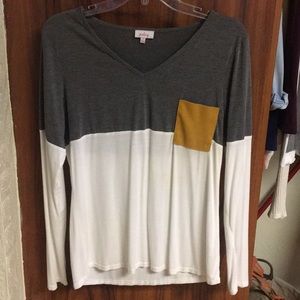 Two-tone Long Sleeved Pocket Tee