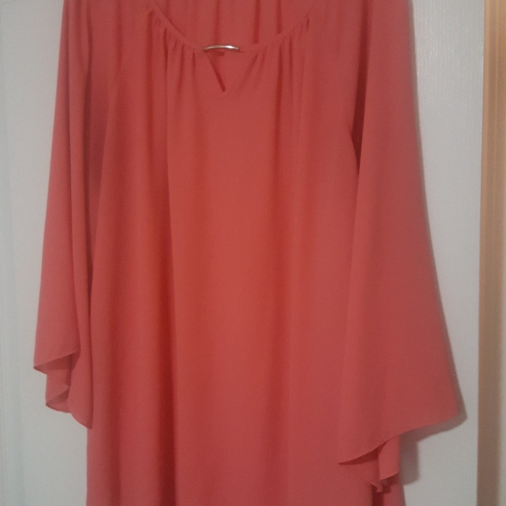 Coral long sleeve dressy blouse
