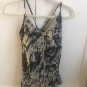 Cream and black print workout tank size 8