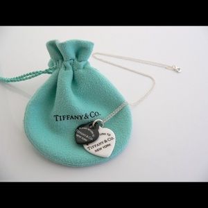 Tiffany&Co Black White Bone Double Heart Necklace