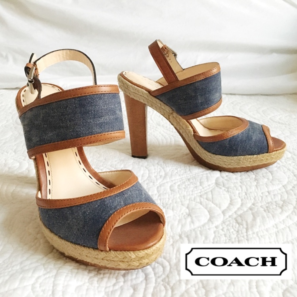 Denim and Wood Coach heels 💙