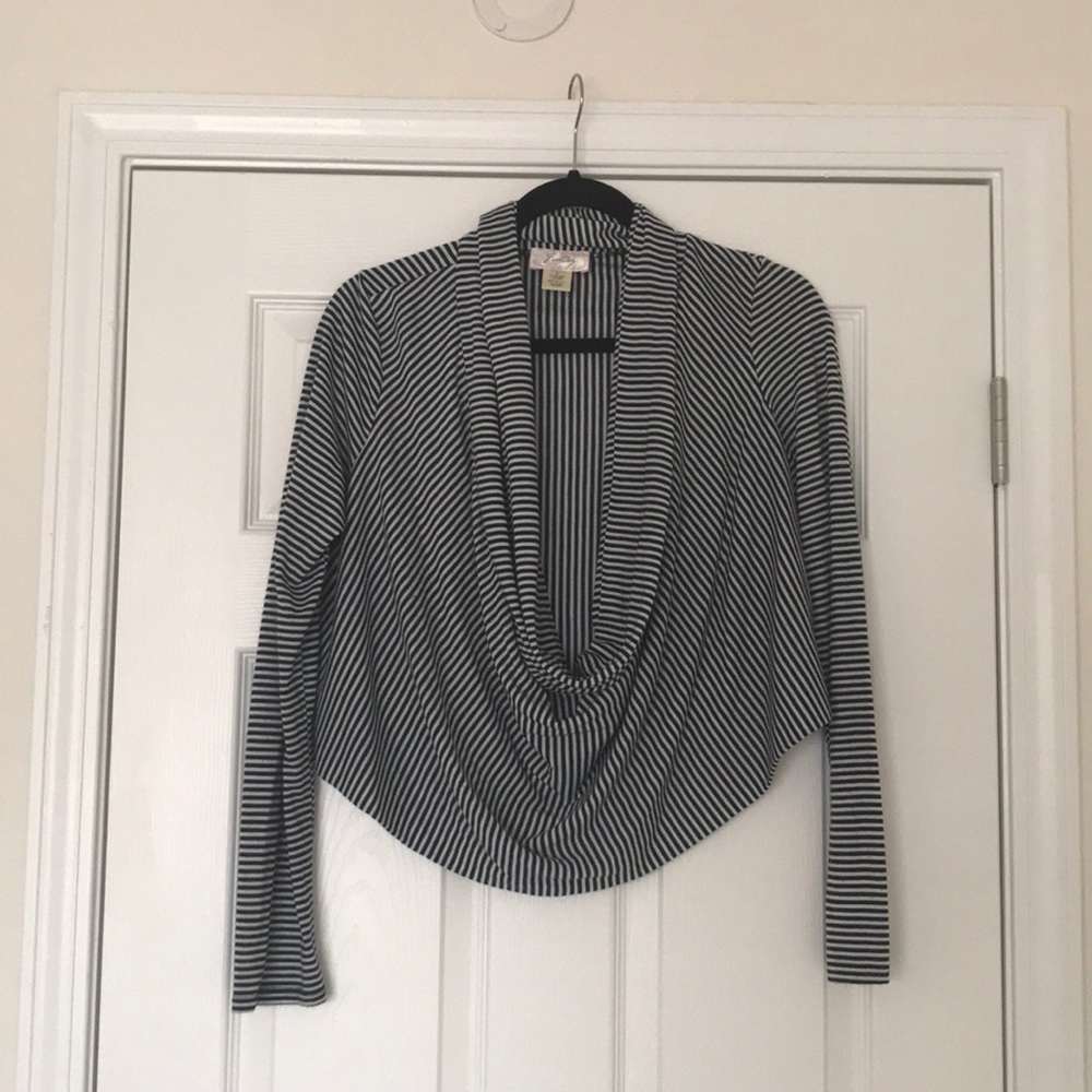 Navy stripe shirt.