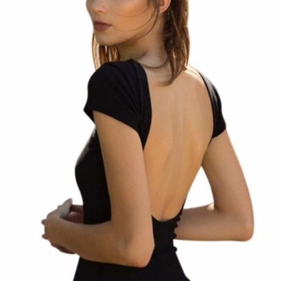 Backless Black Open Back Sexy Tee TShirt Small - Picture 2 of 4