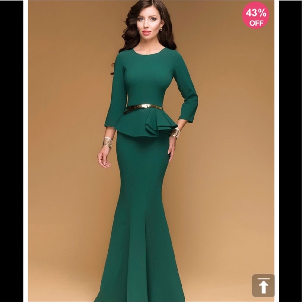 Jade green evening dress