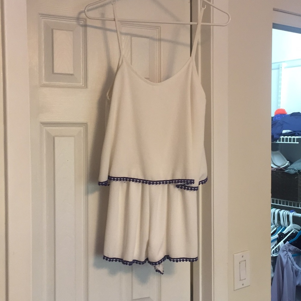 White and blue romper