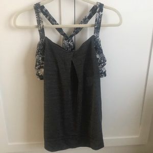 Black and gray floral workout tank size 8