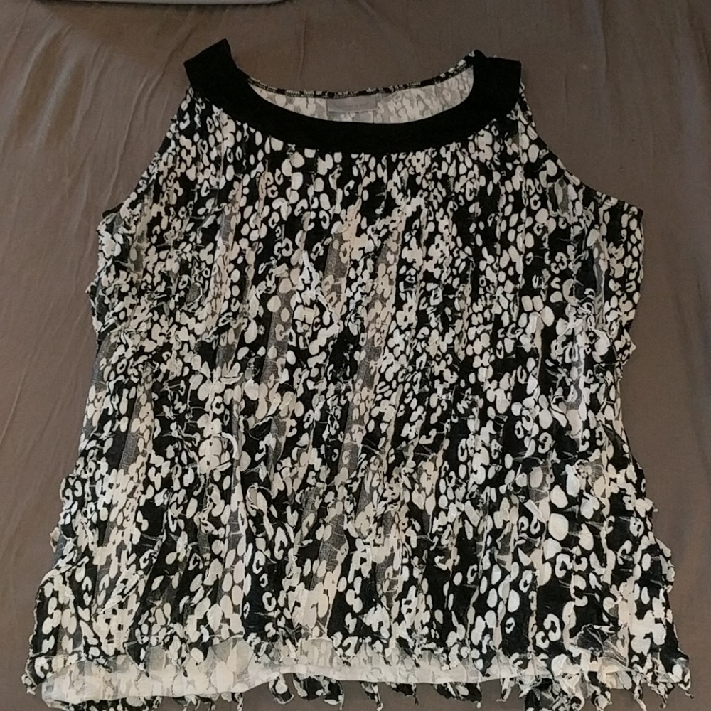 Black and White sleeveless blouse