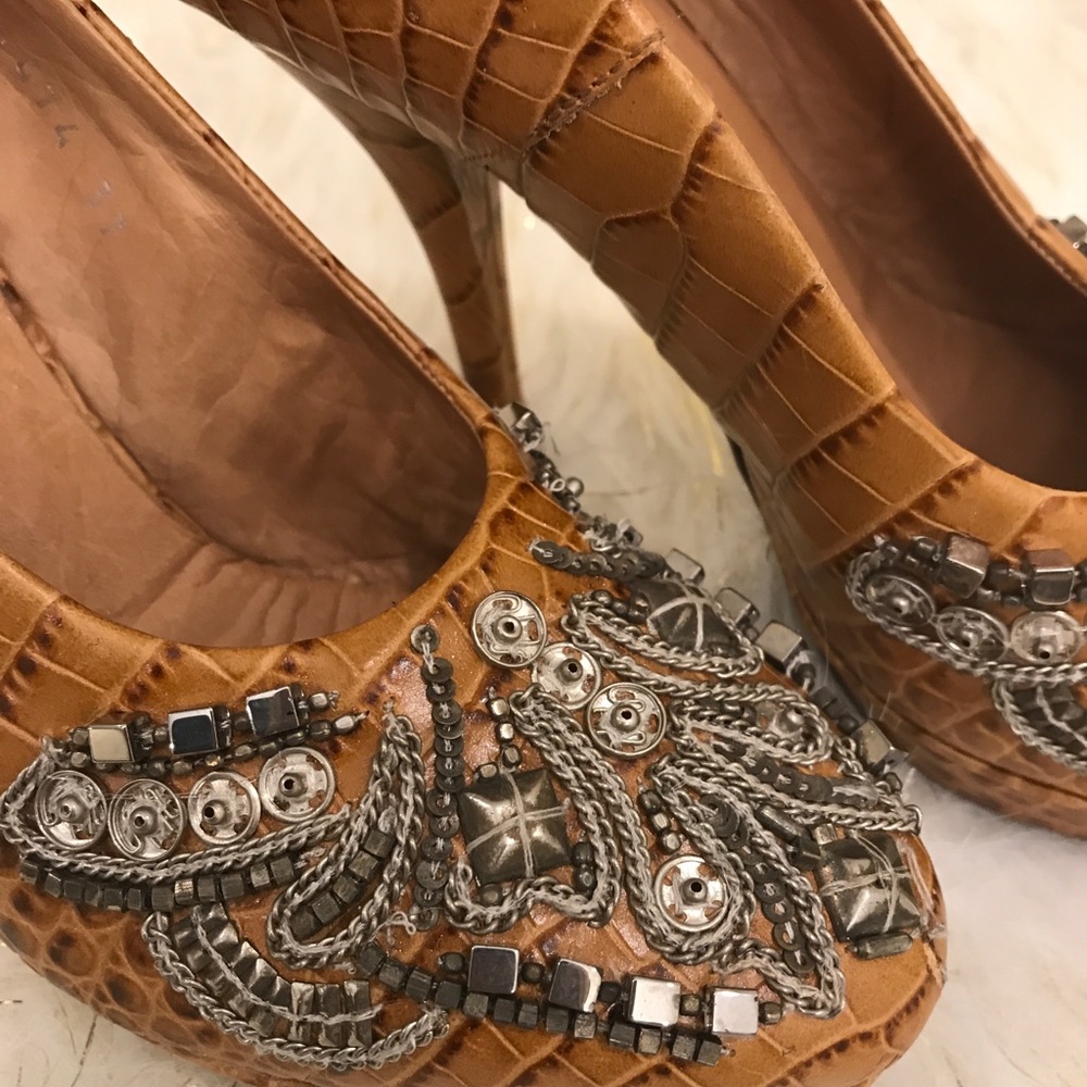 DRIES VAN NOTEN EMBELLISHED CROC PUMPS