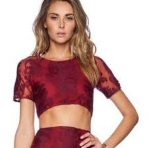 For Love and Lemons Ethereal Crop Top Red
