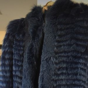 Blue fox fur coat