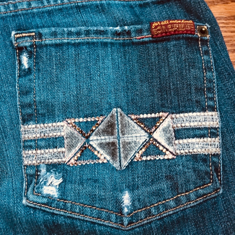 7 For all mankind str leg jeans w/crystal pockets - Picture 3 of 8