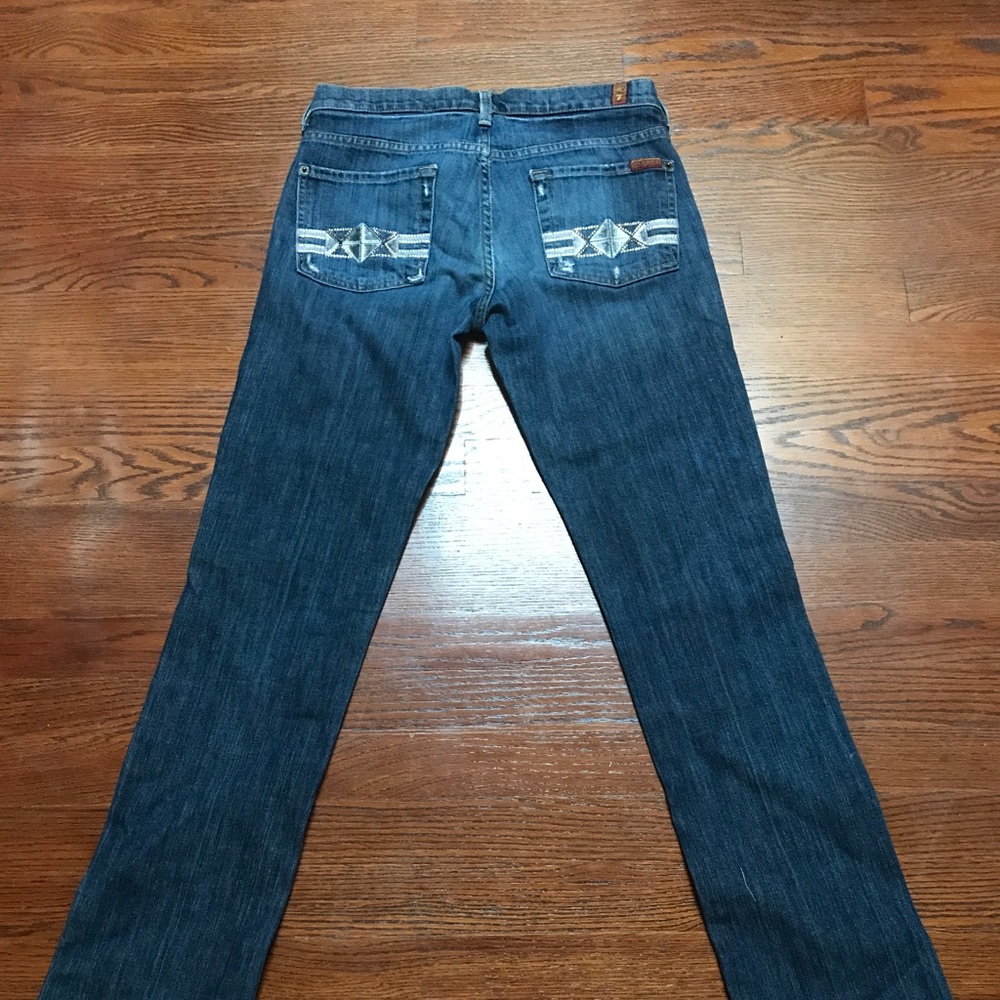 7 For all mankind str leg jeans w/crystal pockets - Picture 4 of 8