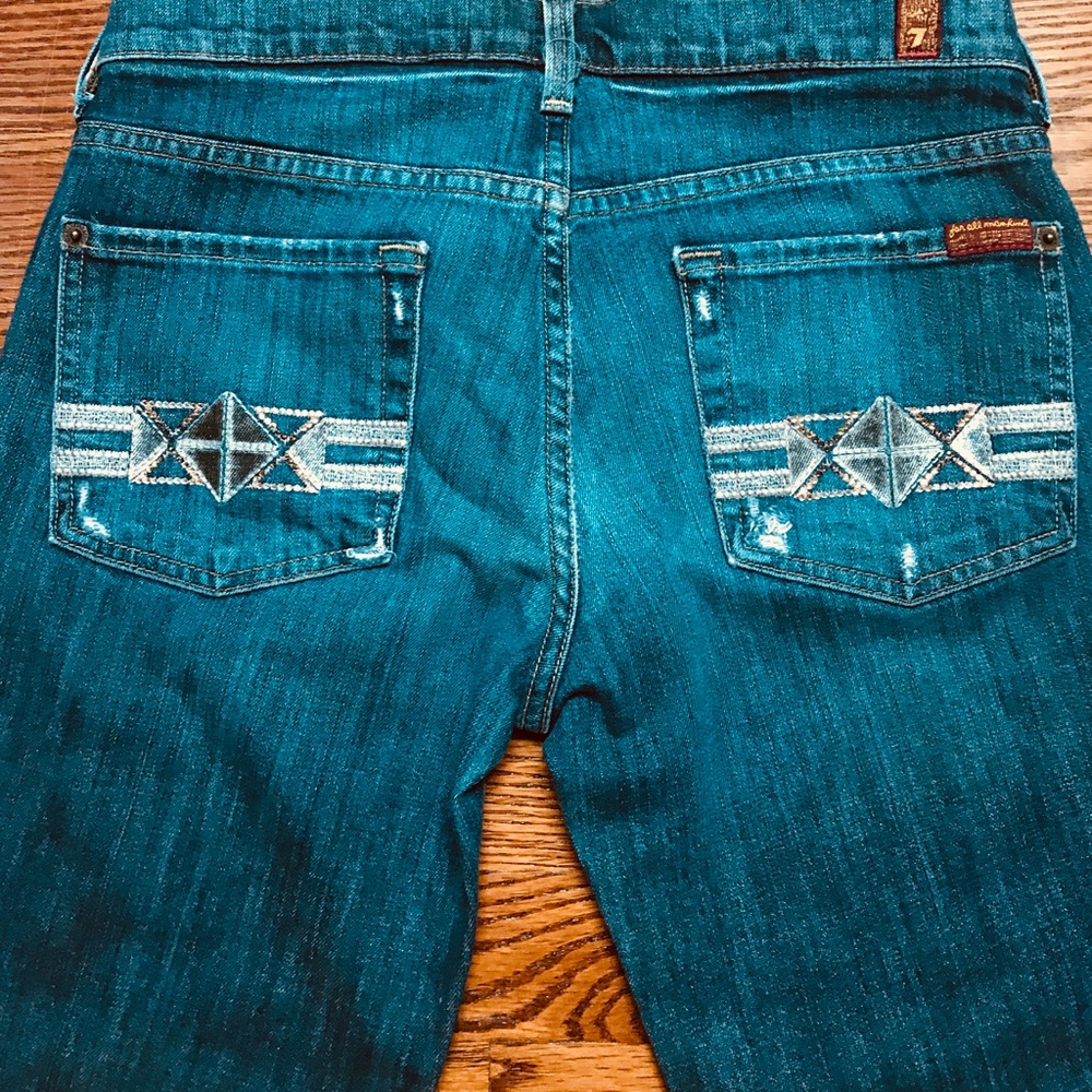 7 For all mankind str leg jeans w/crystal pockets