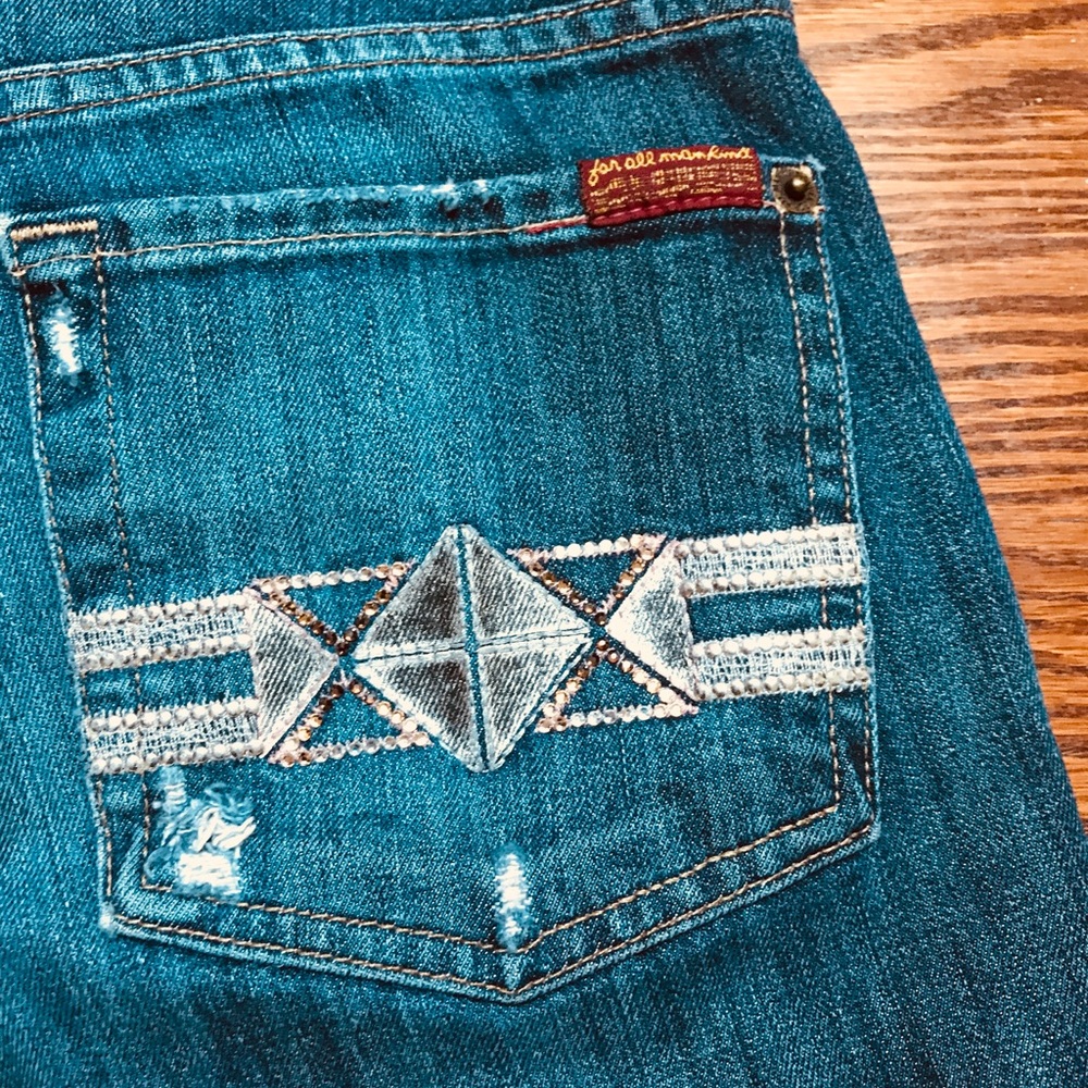 7 For all mankind str leg jeans w/crystal pockets - Picture 2 of 8