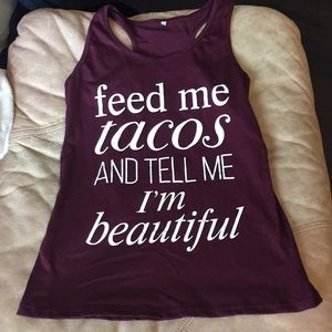 NWOT Boutique Feed Me Tacos racerback, S
