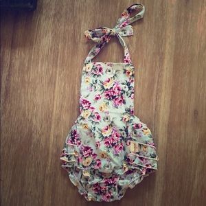 Baby girl floral halter onesie