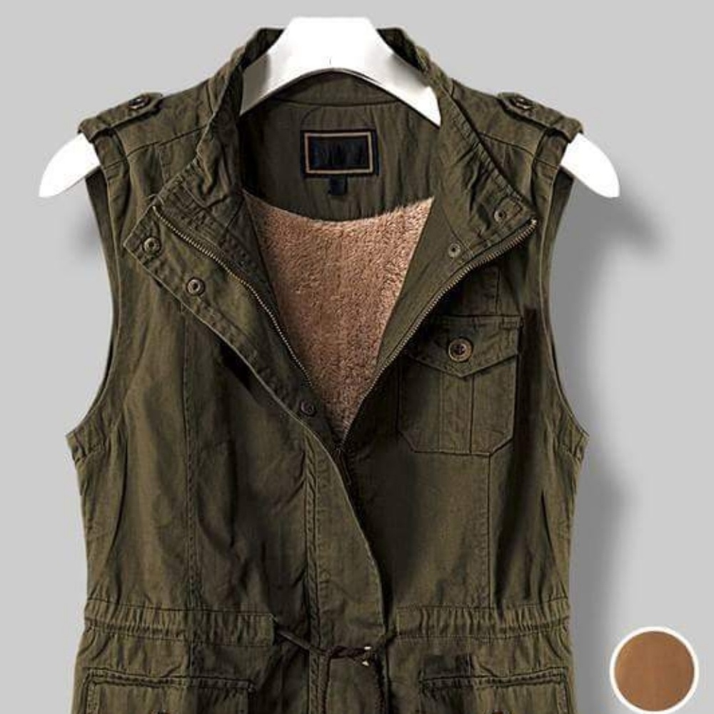 Olive Faux Fur Utility Vest