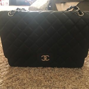 Authentic black caviar leather Chanel bag