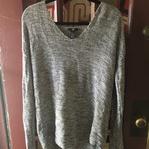H&M grey and white knitted V neck sweater