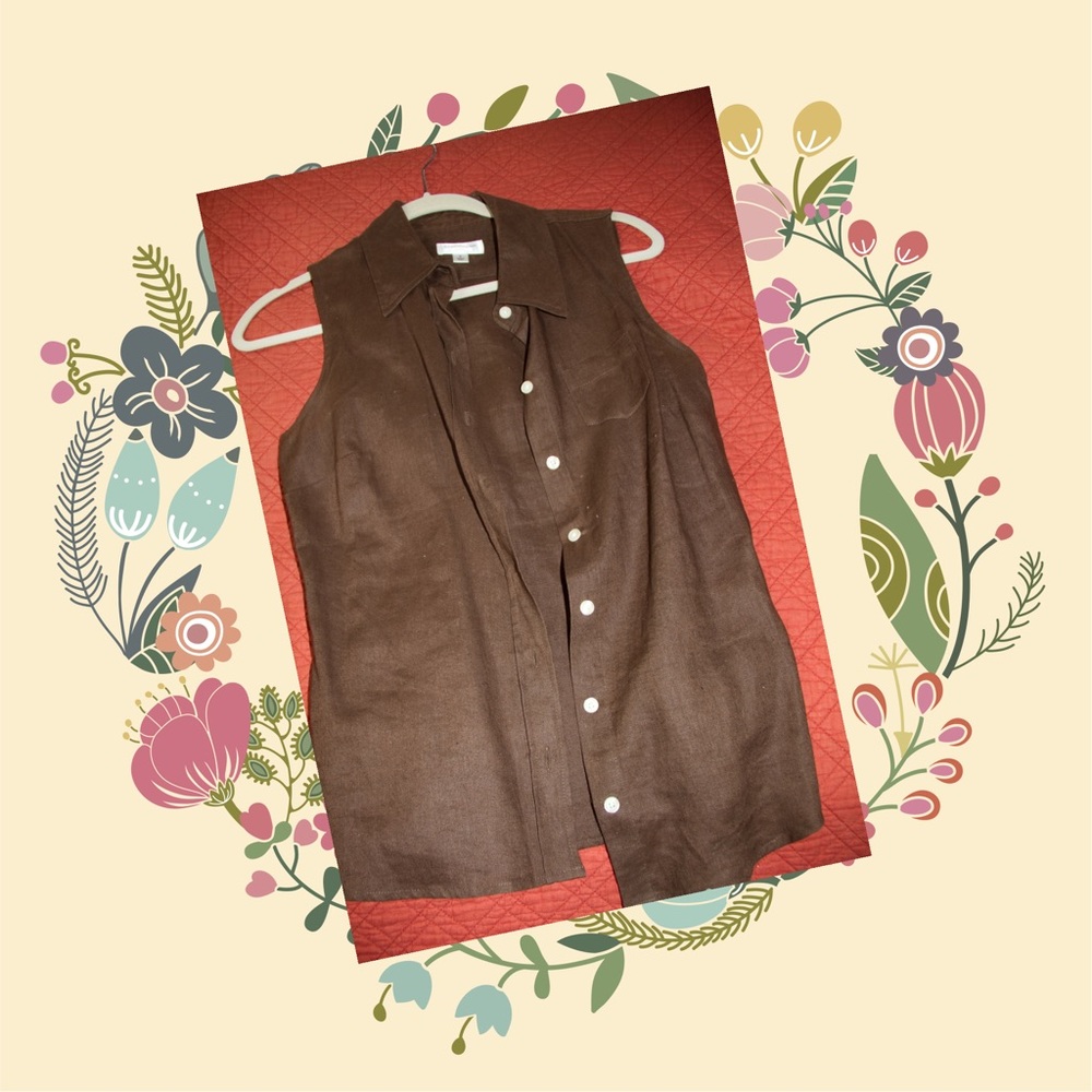 Issac Mizrahi 100% linen sleeveless shirt S