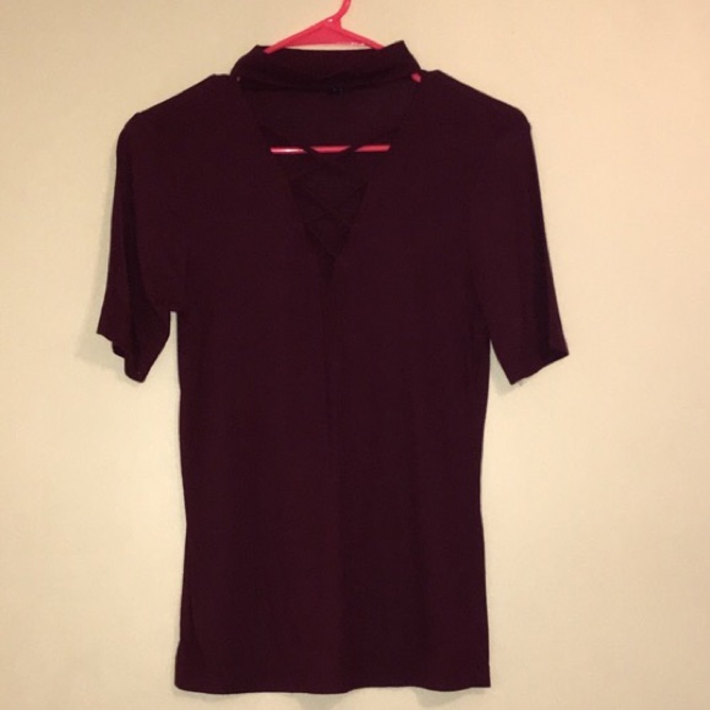 Maroon lace up top