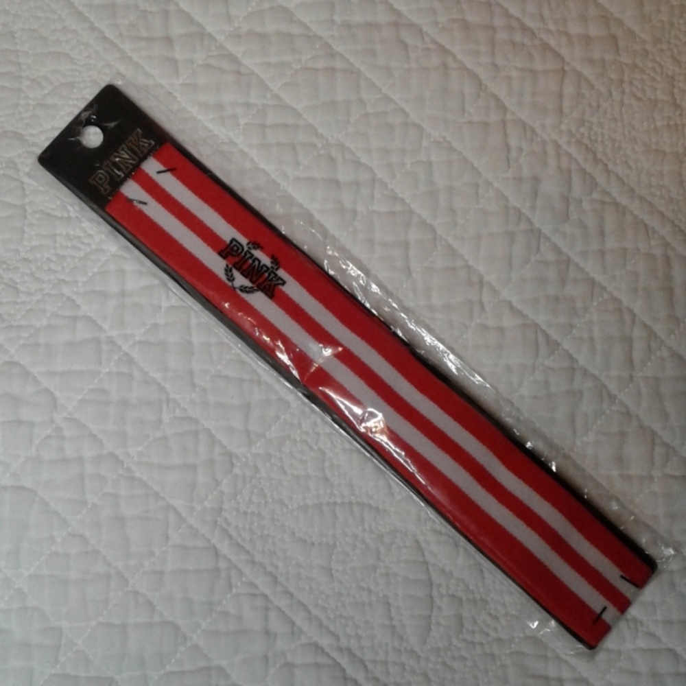 PINK Victoria's Secret Red & White "PINK" headband