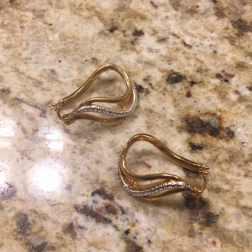 Gold Earrings with Silver in lining.