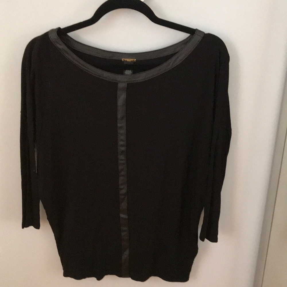 Chicos black leather top size 00