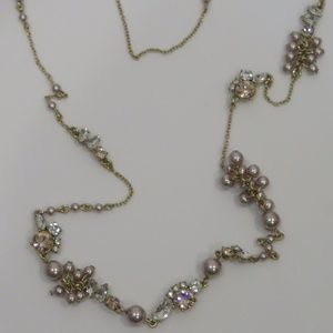 J. CREW Rhinestone Faux Pearl Chain Necklace