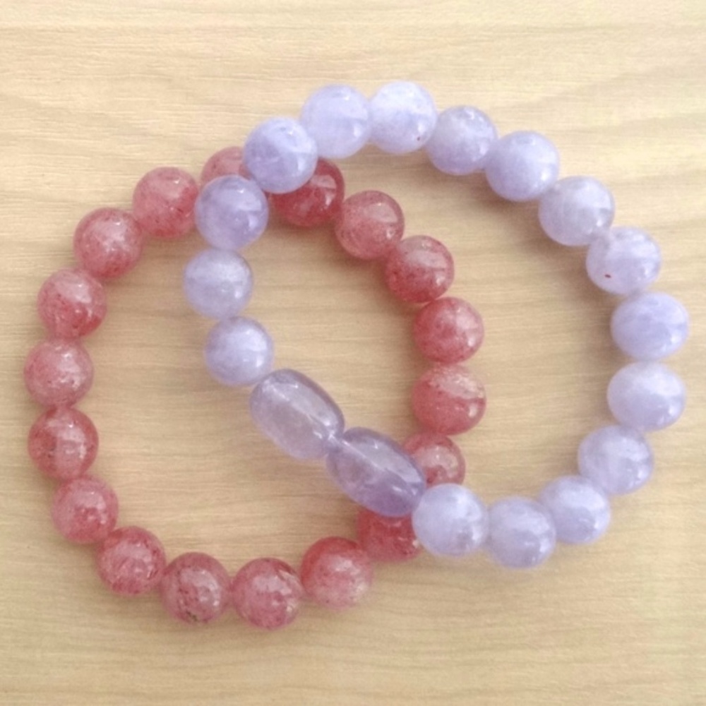 Amethyst semi precious stone stretchy bracelet